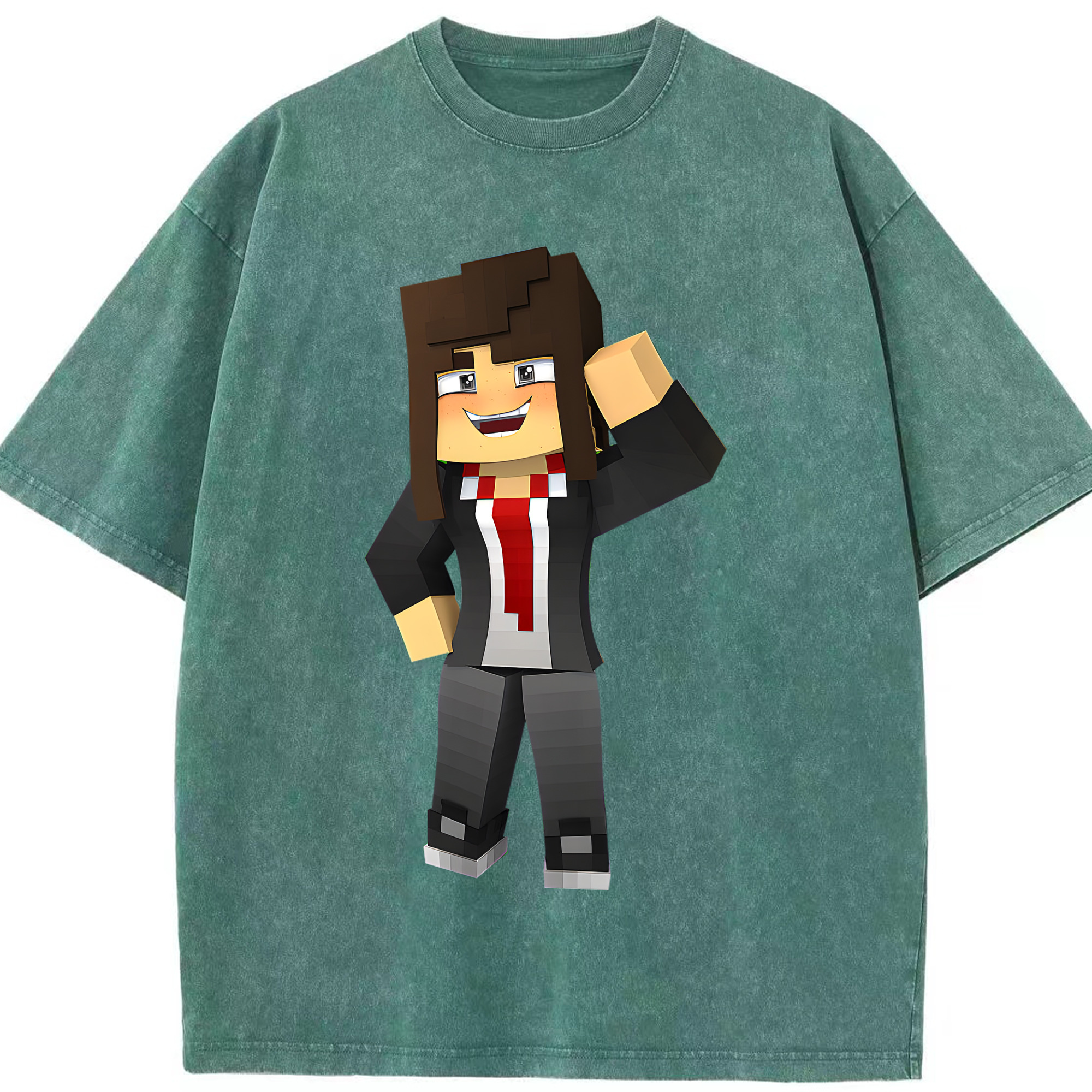 （画像用） マインクラフト ブロックの世界 Minecraft MC Block world 綿100% ヴィンテージ風 半袖Tシャツ（フロントプリント）
